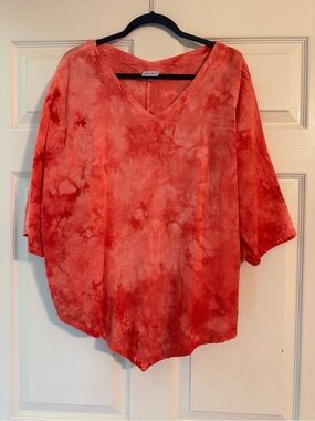Oh My Gauze! Red Tie-Dye V-Neck Tunic